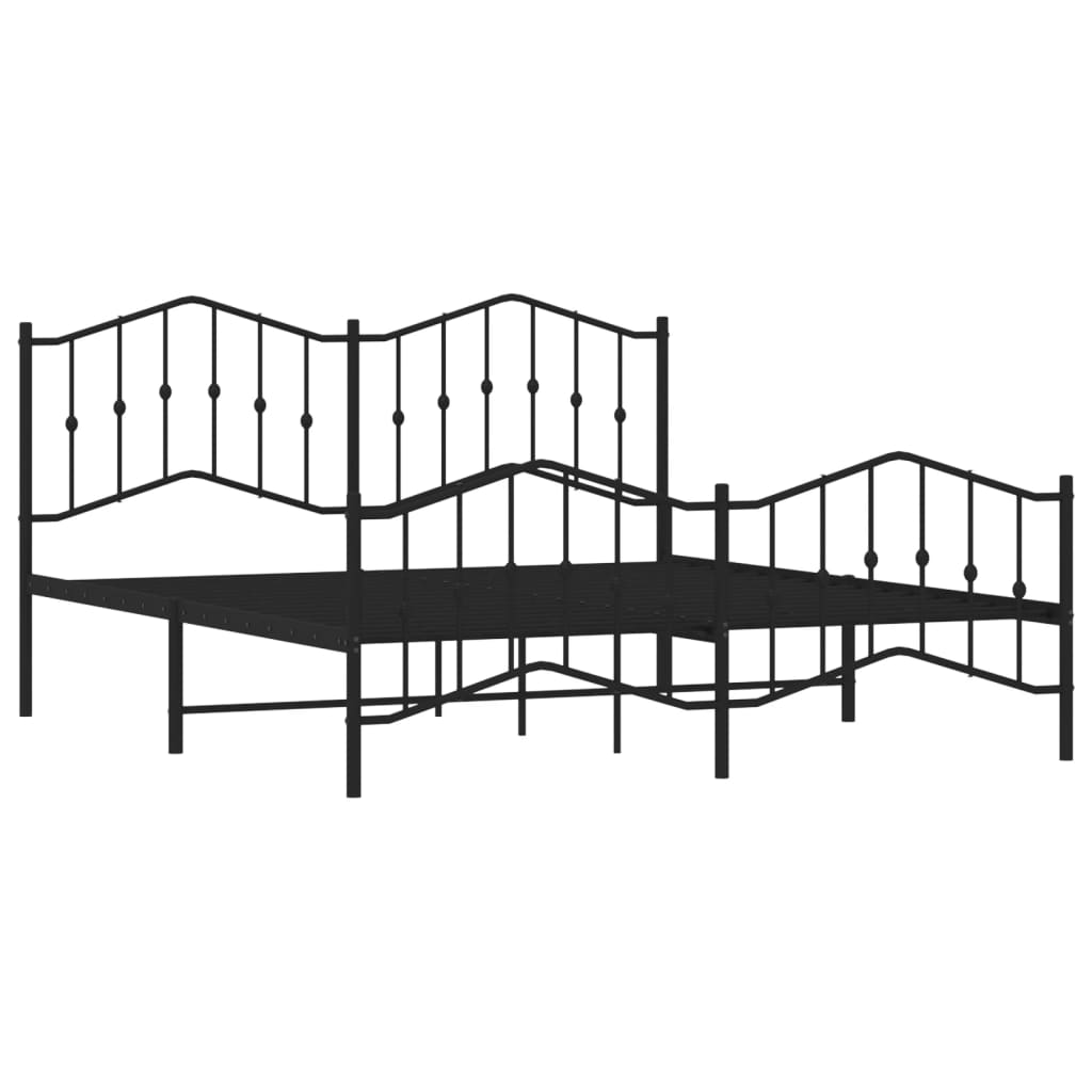 vidaXL Metal Bed Frame without Mattress with Footboard Black 160x200cm