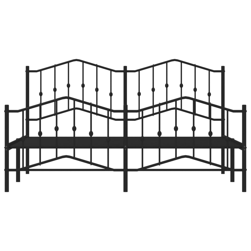 vidaXL Metal Bed Frame without Mattress with Footboard Black 160x200cm