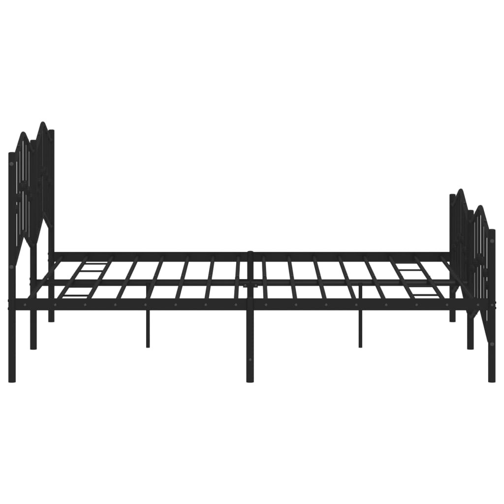 vidaXL Metal Bed Frame without Mattress with Footboard Black 160x200cm