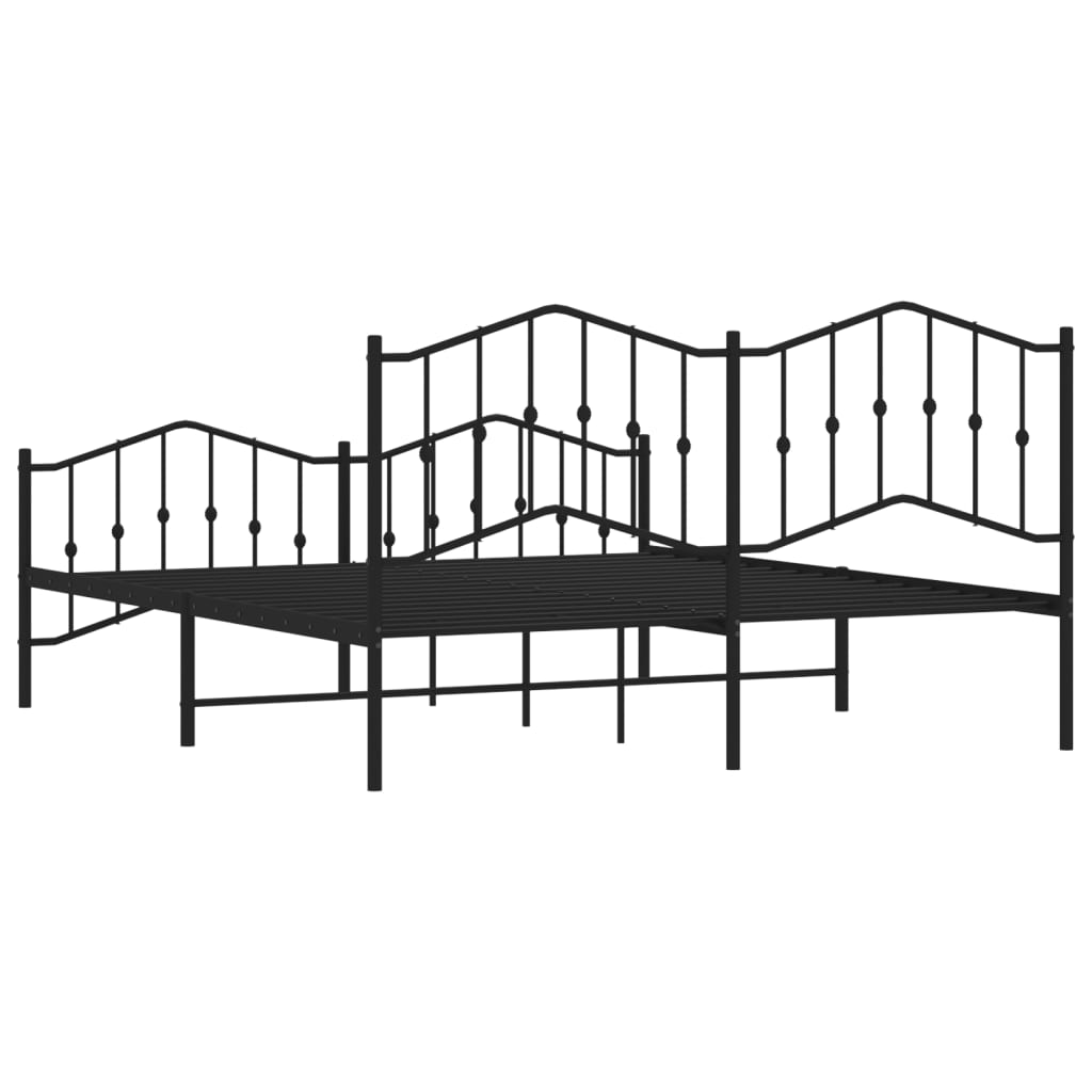 vidaXL Metal Bed Frame without Mattress with Footboard Black 160x200cm