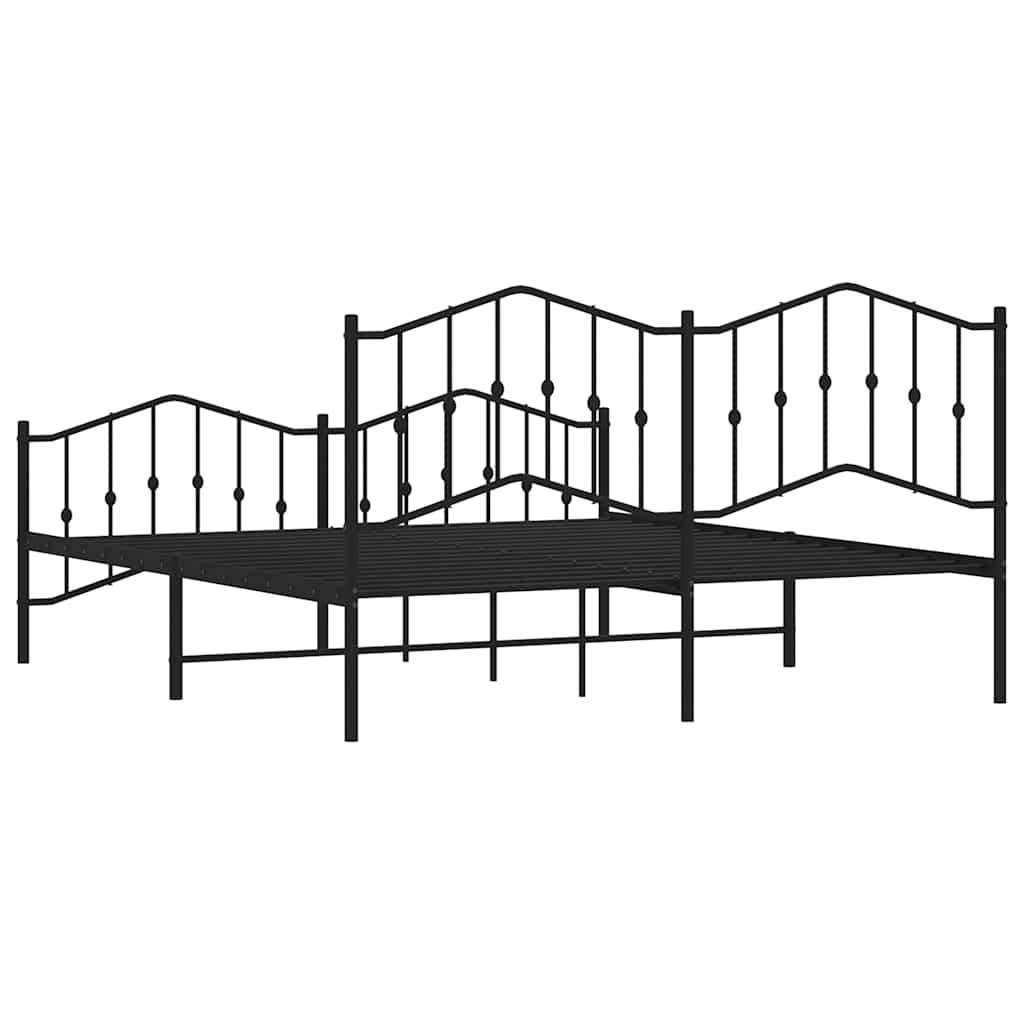 Metal Bed Frame without Mattress with Footboard Black 183x213cm