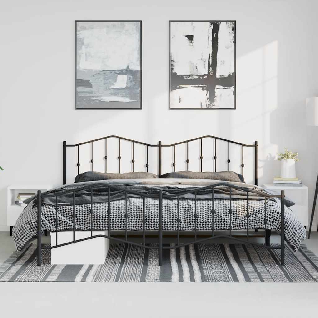 Bed Frame | Black | Powder-Coated Steel | Double | Bed Frame
