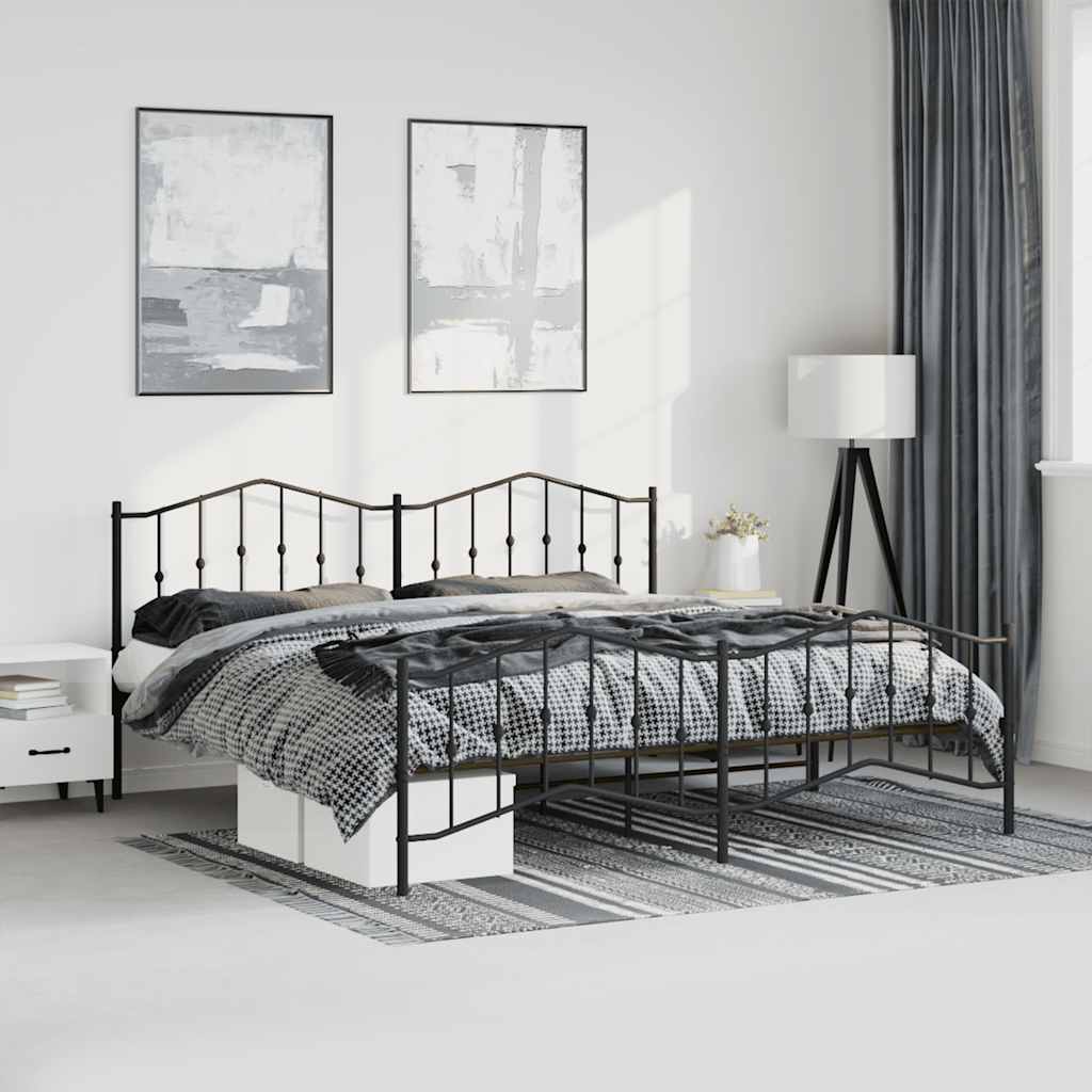 Bed Frame | Black | Powder-Coated Steel | Double | Bed Frame