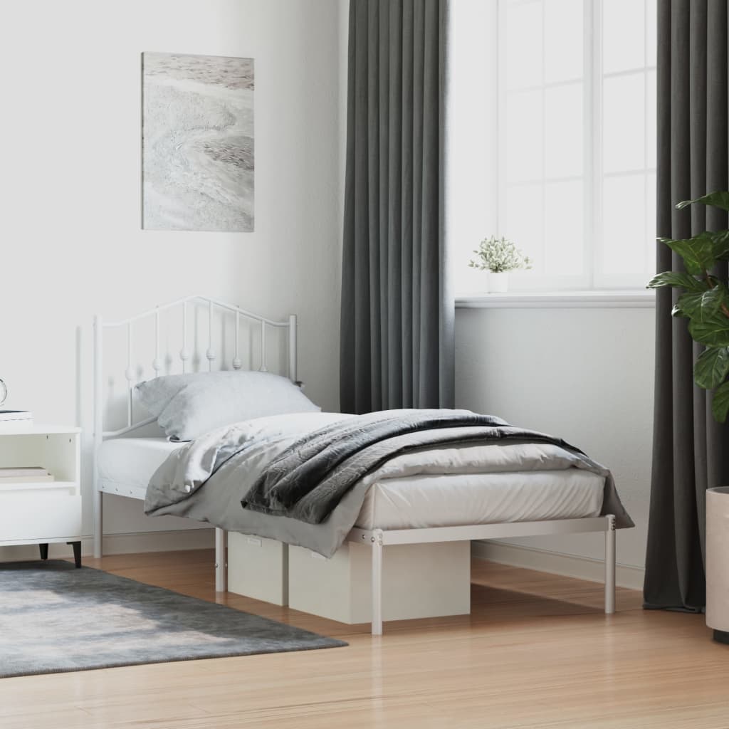 Bed Frame | White | Powder-Coated Steel | Single | Bed Frame