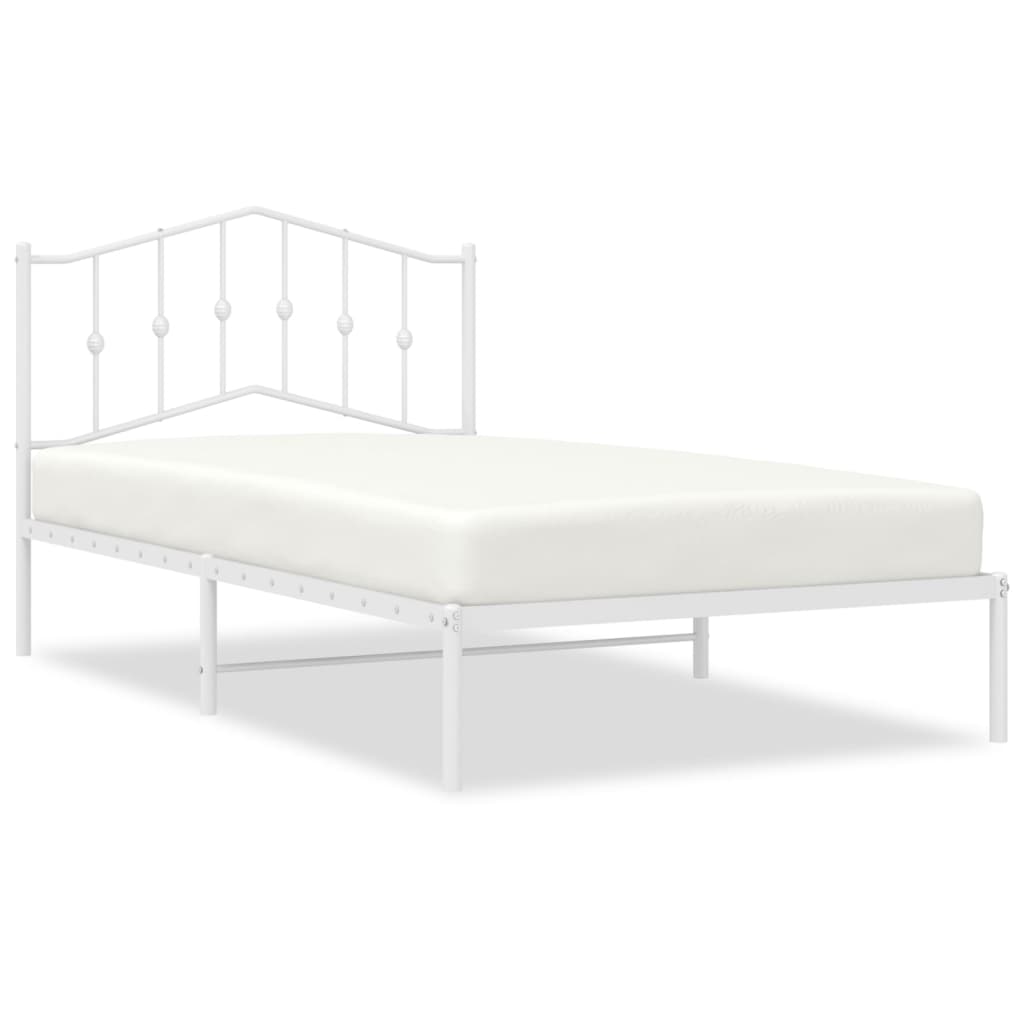 Bed Frame | White | Steel | Single | Bed Frame | Rectangular | Modern