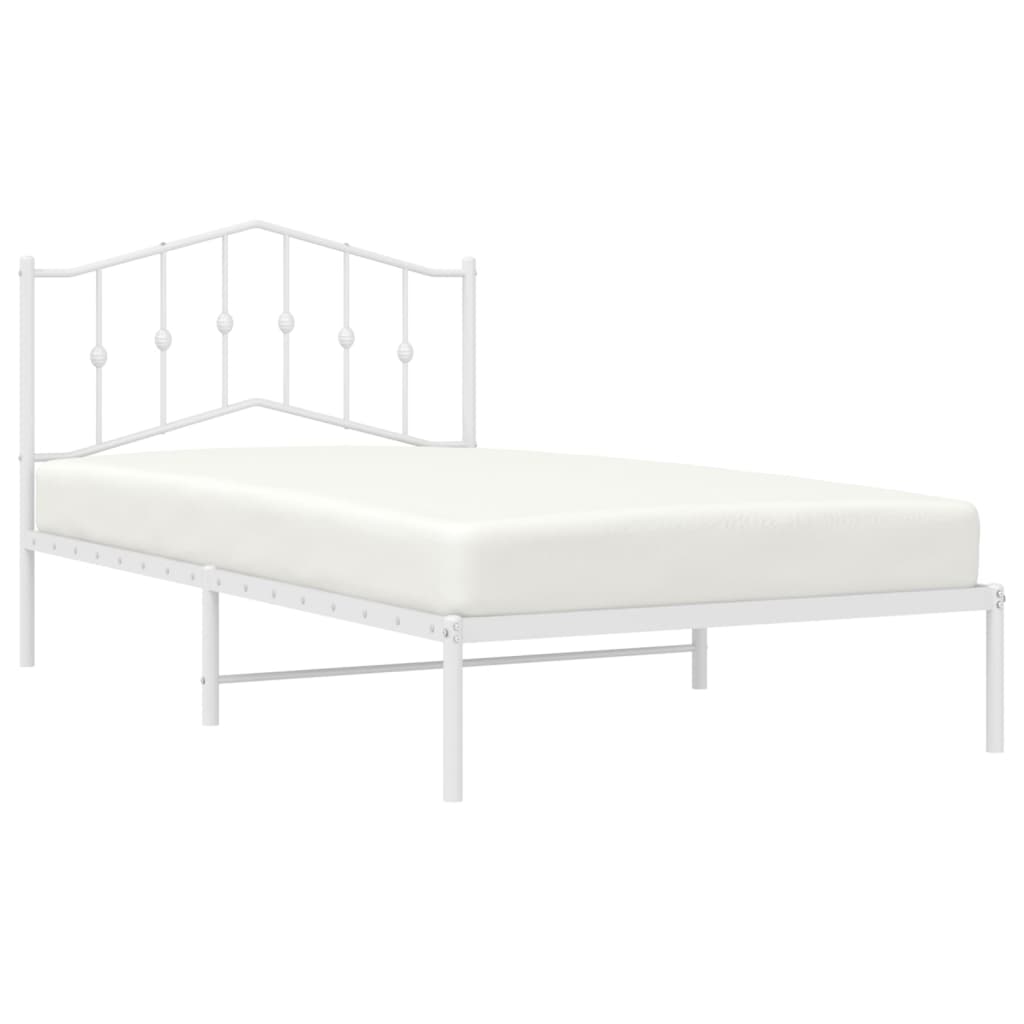 Bed Frame | White | Steel | Single | Bed Frame | Rectangular | Modern