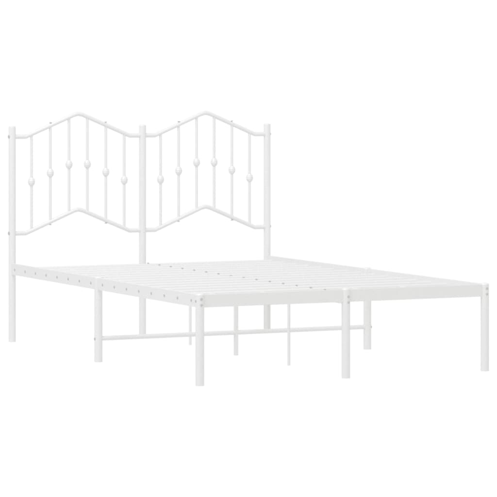 Bed Frame | White | Steel | Double | Bed Frame | Rectangular | Modern