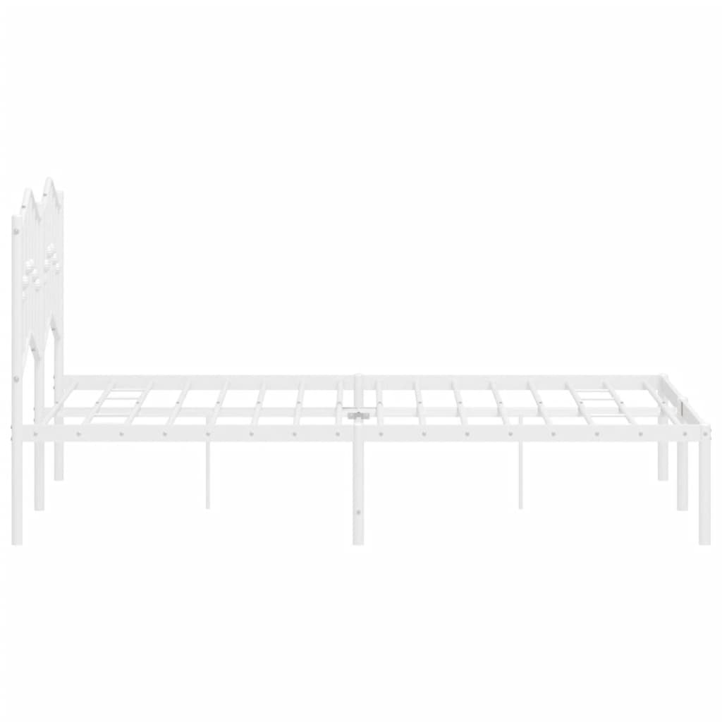 Bed Frame | White | Steel | Double | Bed Frame | Rectangular | Modern