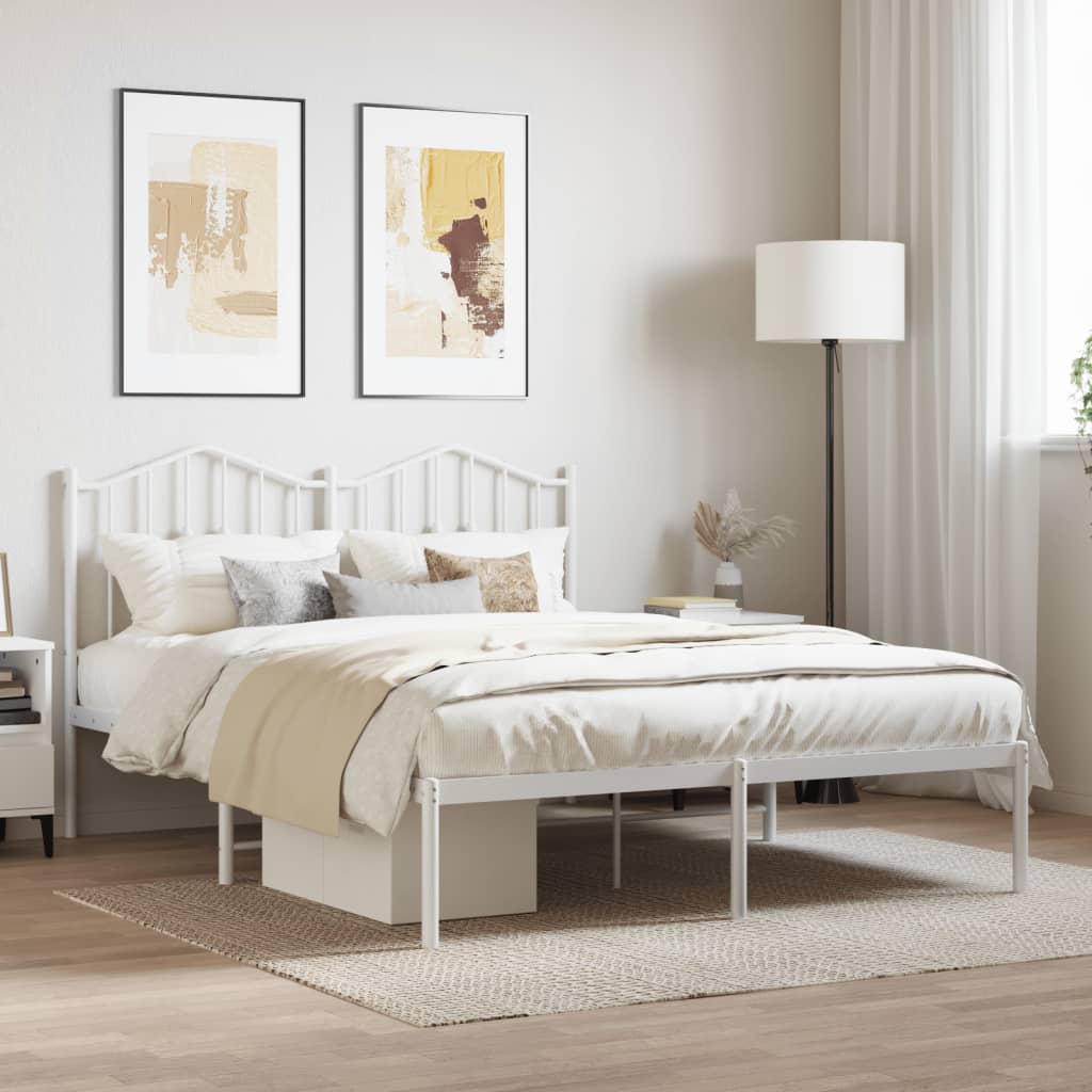 Bed Frame | White | Powder-Coated Steel | Double | Bed Frame