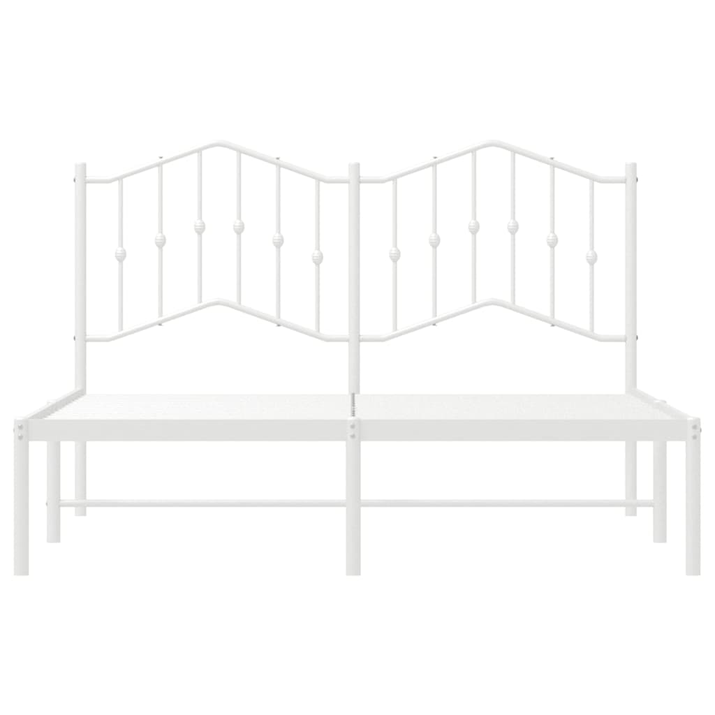 Metal Bed Frame without Mattress with Headboard White 150x200cm
