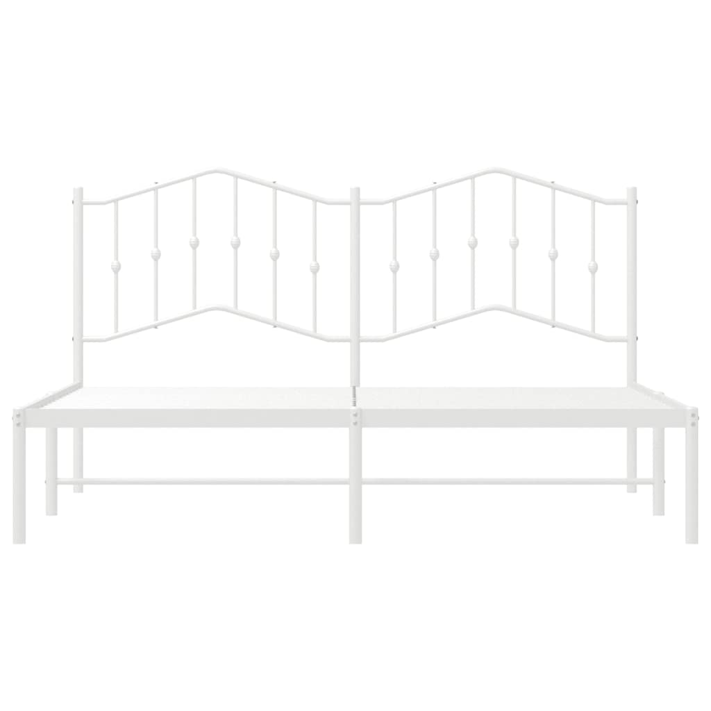 Metal Bed Frame without Mattress with Headboard White 183x213cm