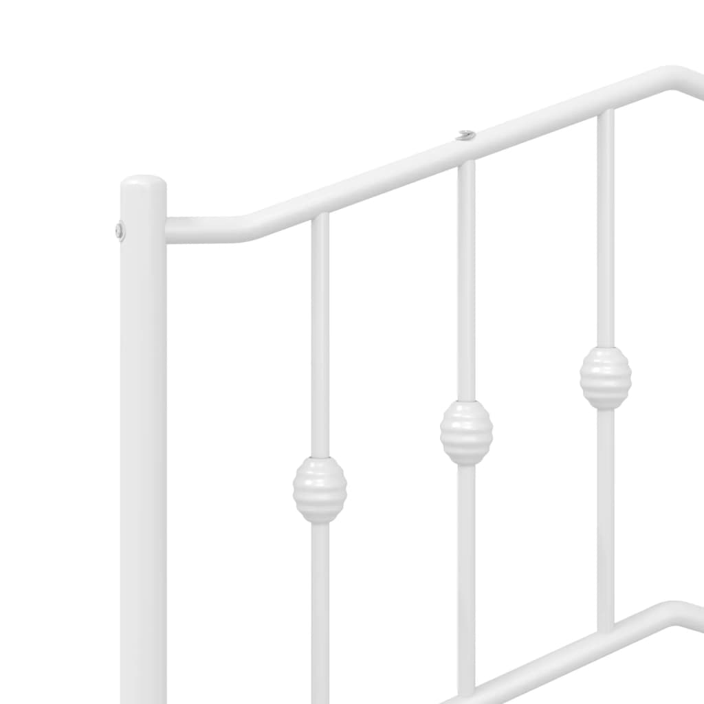 Metal Bed Frame without Mattress with Footboard White 80x200cm