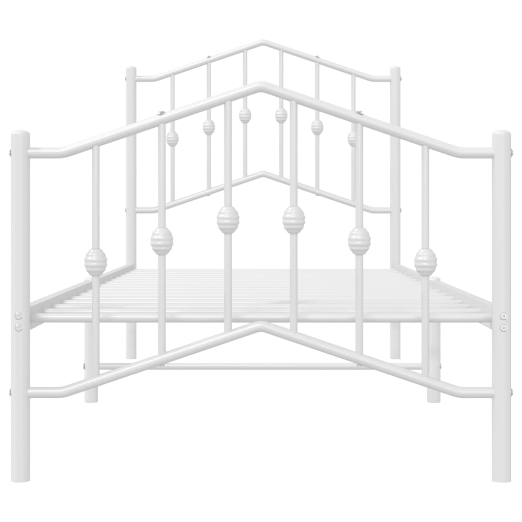 vidaXL Metal Bed Frame without Mattress with Footboard White 90x200cm