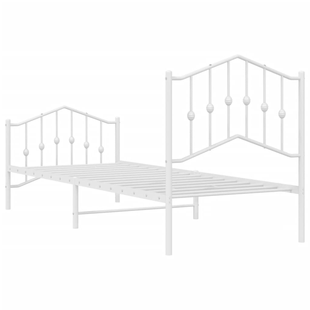 vidaXL Metal Bed Frame without Mattress with Footboard White 90x200cm