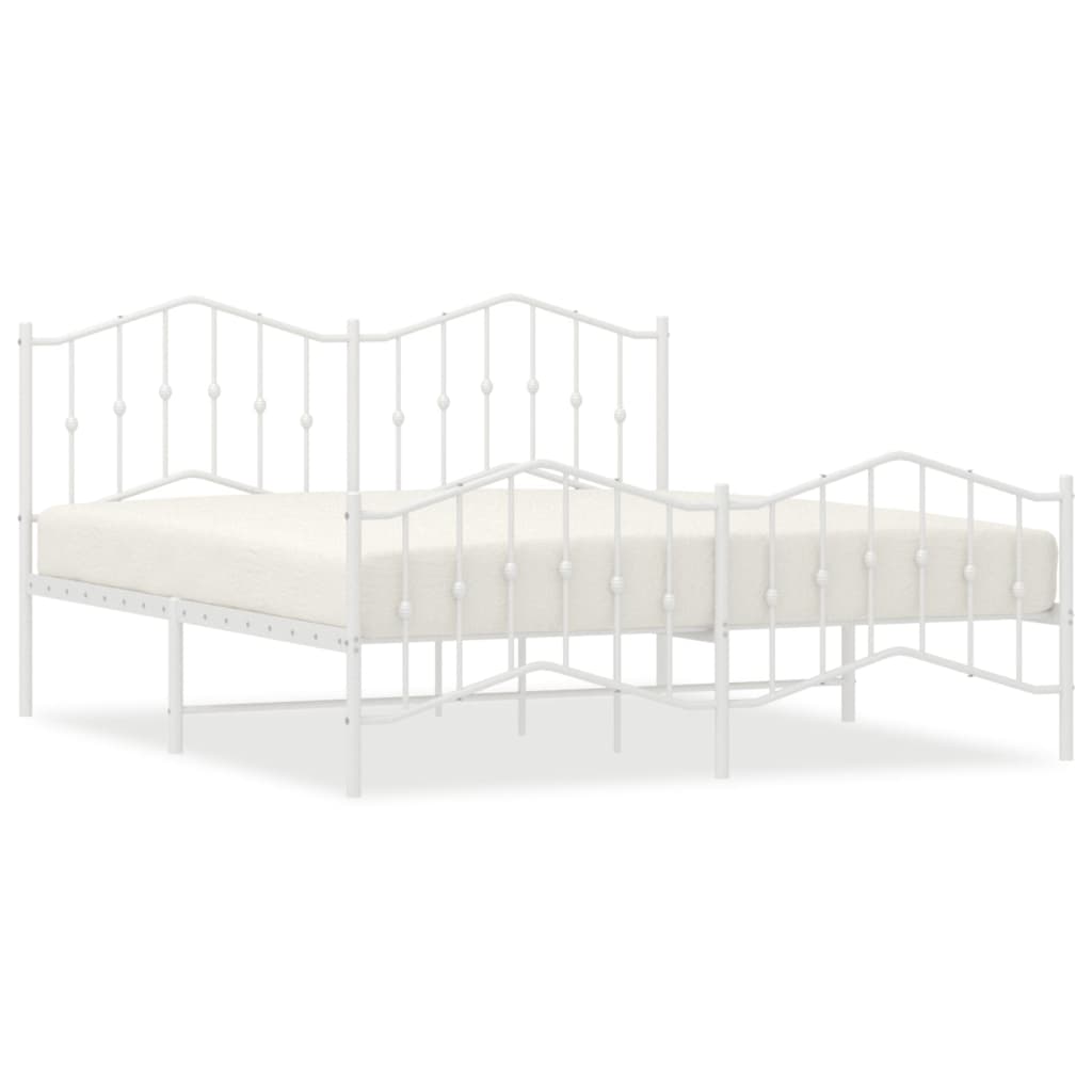 vidaXL Metal Bed Frame without Mattress with Footboard White 160x200cm