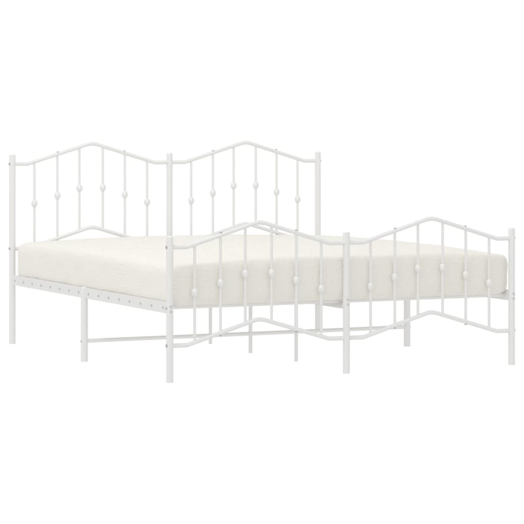 vidaXL Metal Bed Frame without Mattress with Footboard White 160x200cm