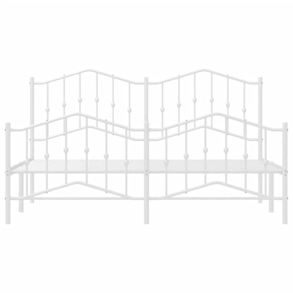 vidaXL Metal Bed Frame without Mattress with Footboard White 160x200cm