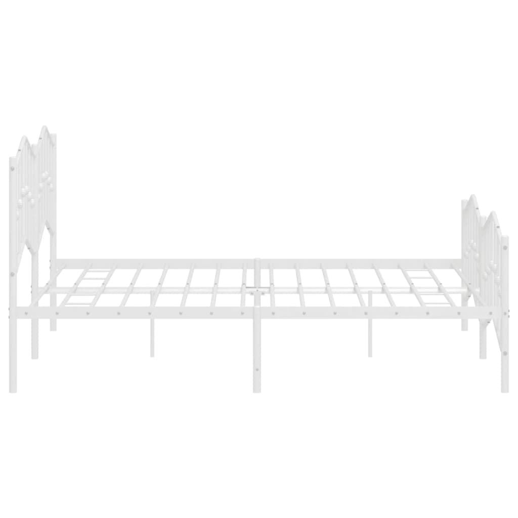 vidaXL Metal Bed Frame without Mattress with Footboard White 160x200cm