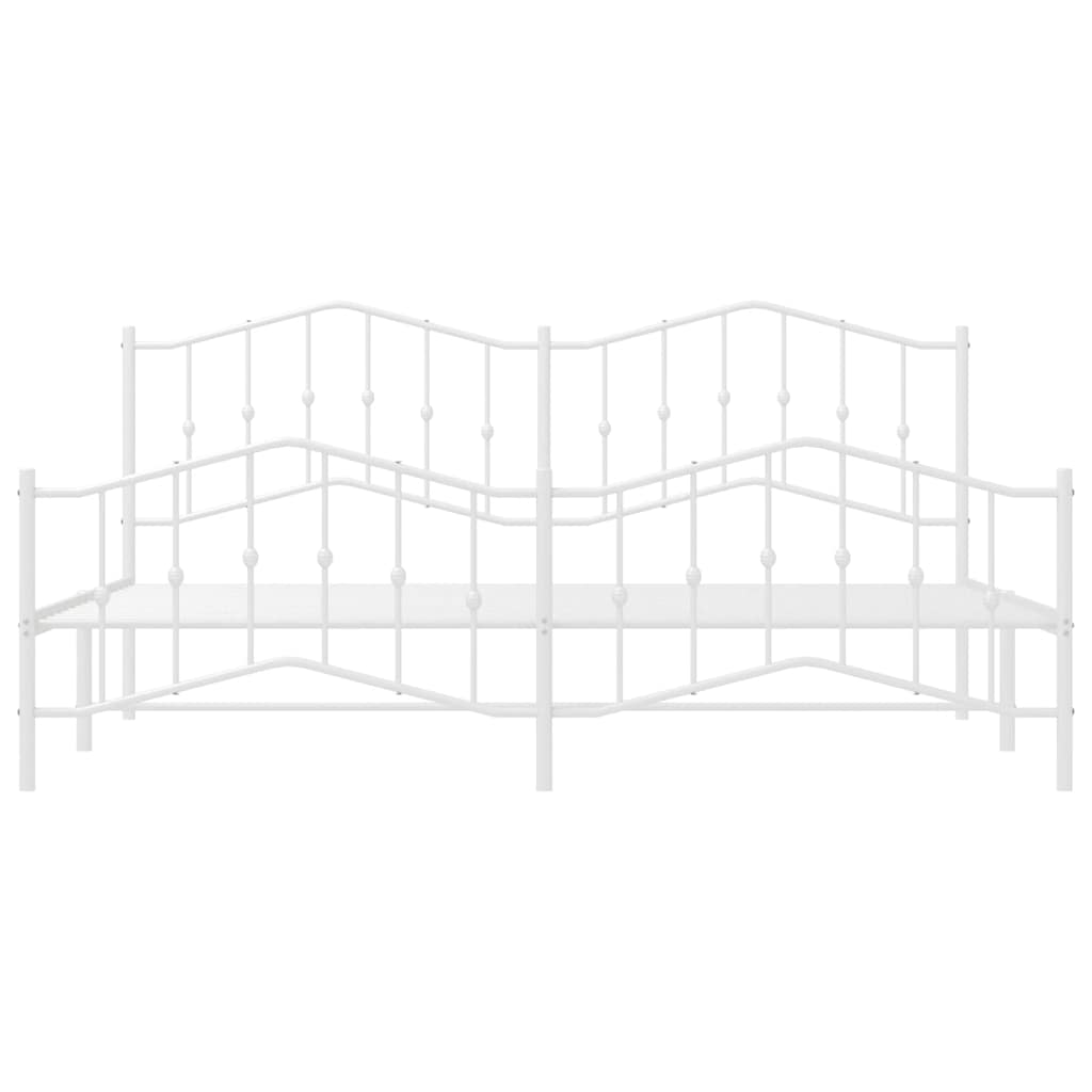 Metal Bed Frame without Mattress with Footboard White 193x203cm