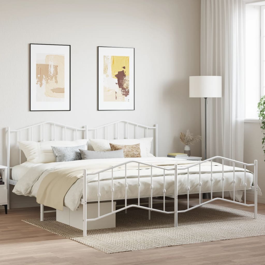 Bed Frame | White | Steel | 200x200 cm | Bed Frame | Rectangular | Modern