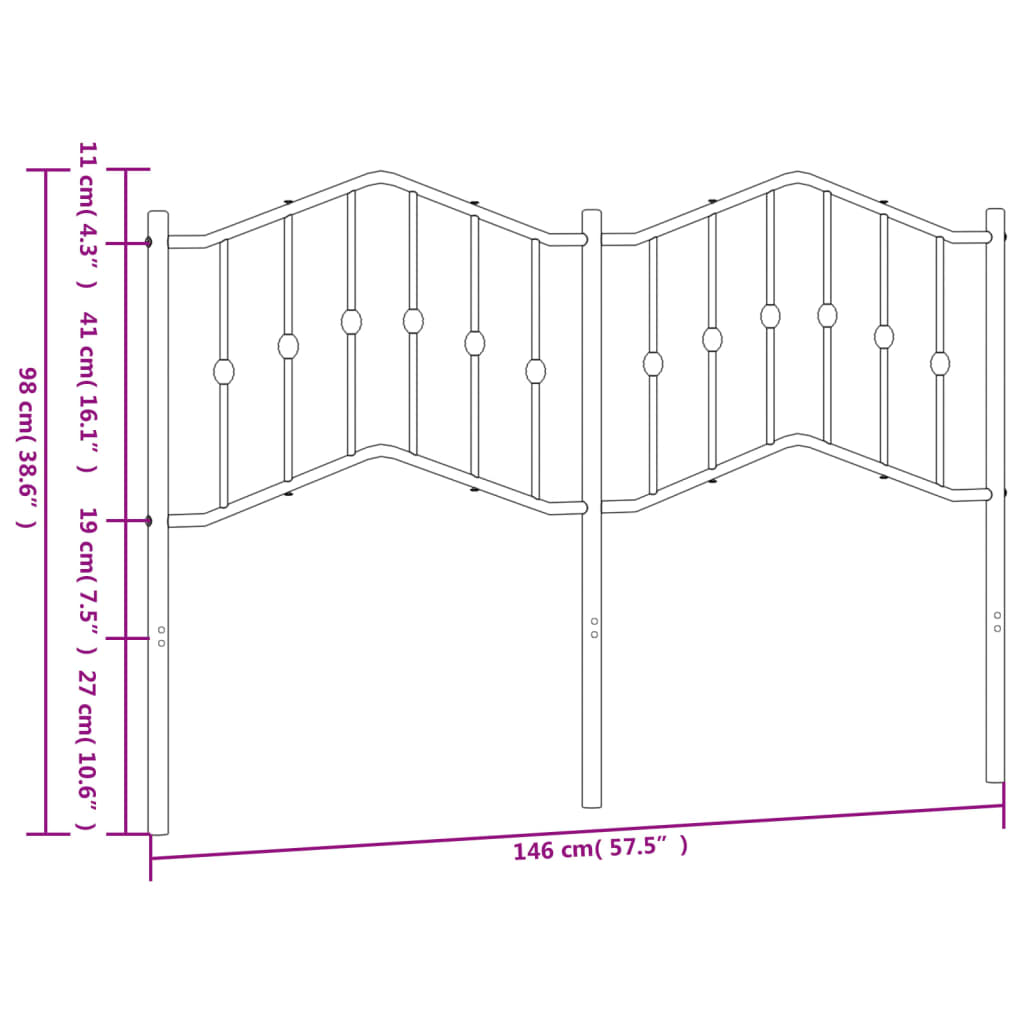 vidaXL Metal Headboard White 140 cm