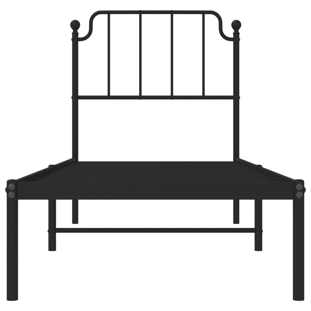 vidaXL Metal Bed Frame without Mattress with Headboard Black 75x190cm