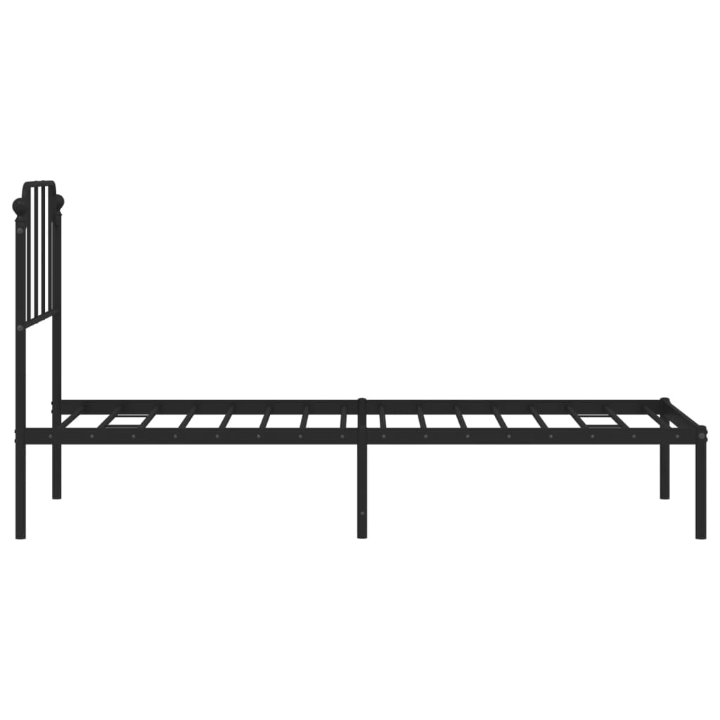 vidaXL Metal Bed Frame without Mattress with Headboard Black 75x190cm