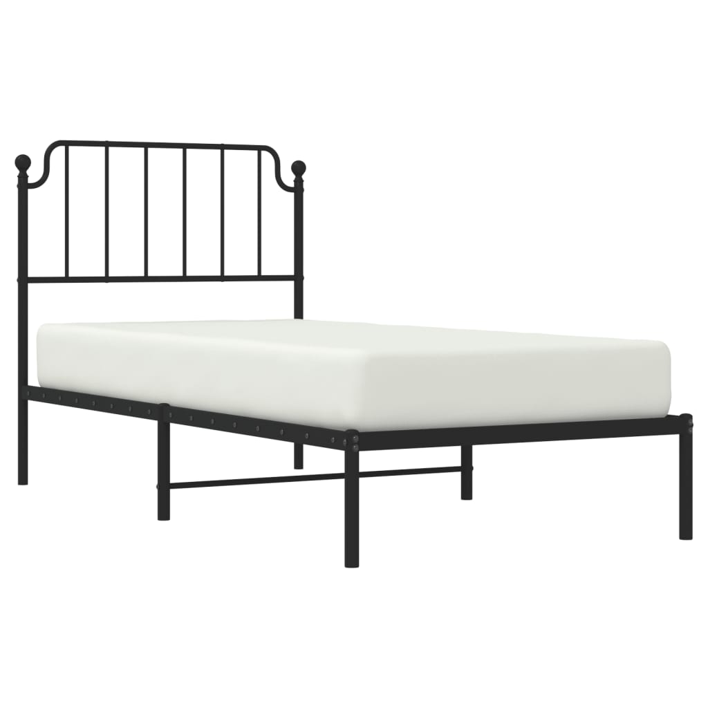Metal Bed Frame without Mattress with Headboard Black 90x200cm