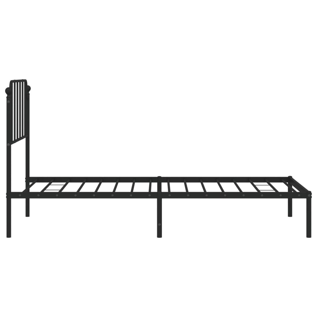 Metal Bed Frame without Mattress with Headboard Black 90x200cm