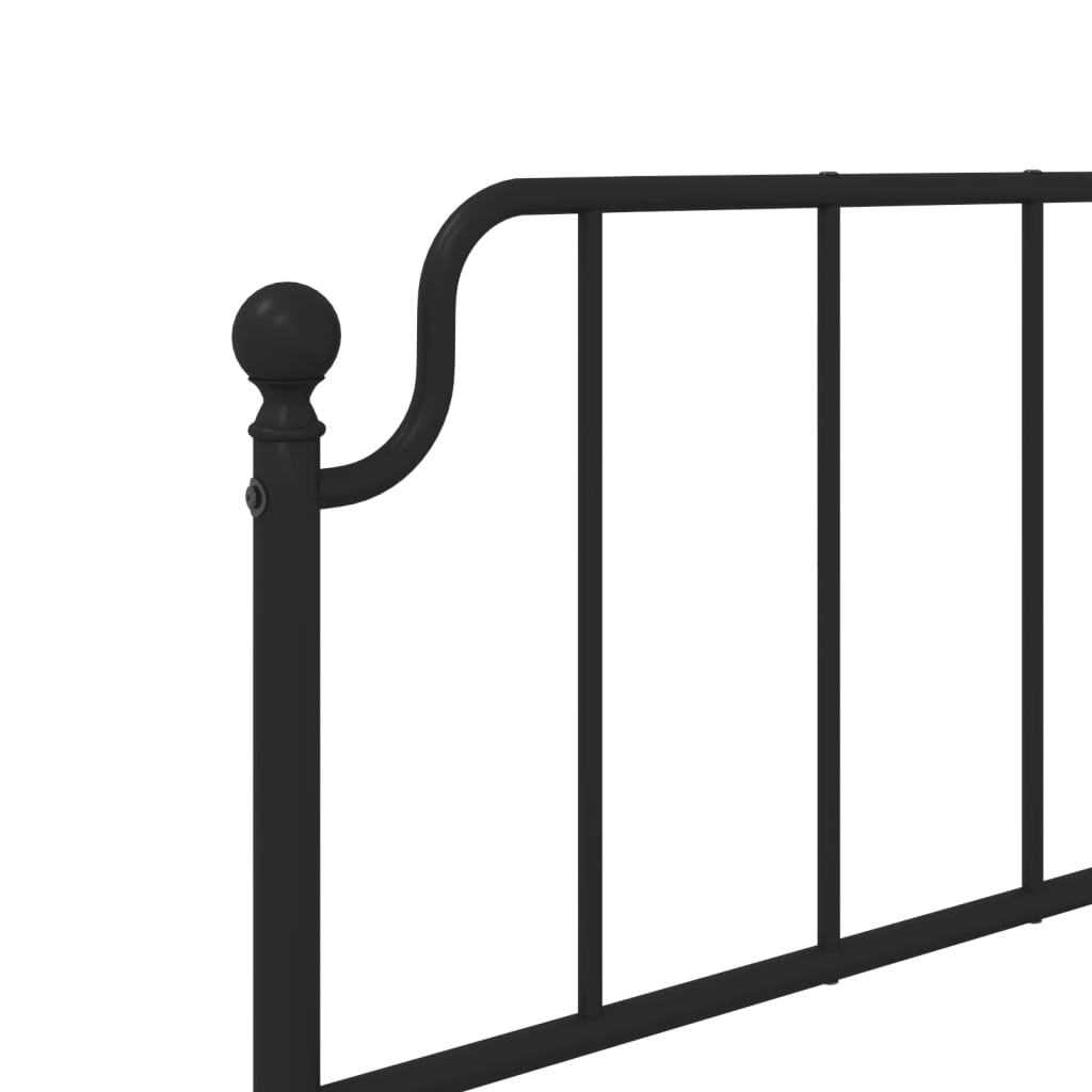 Metal Bed Frame without Mattress with Headboard Black 107x203cm