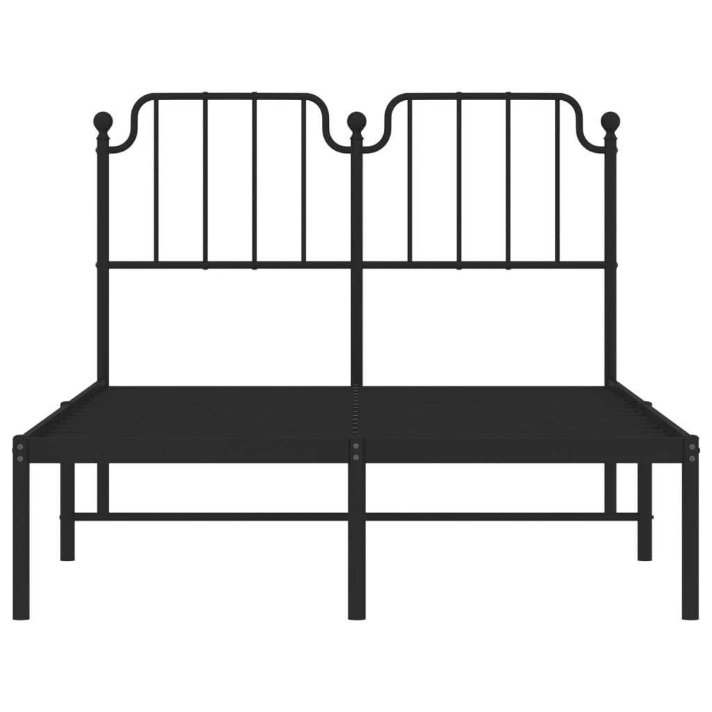 Metal Bed Frame without Mattress with Headboard Black 120x190cm