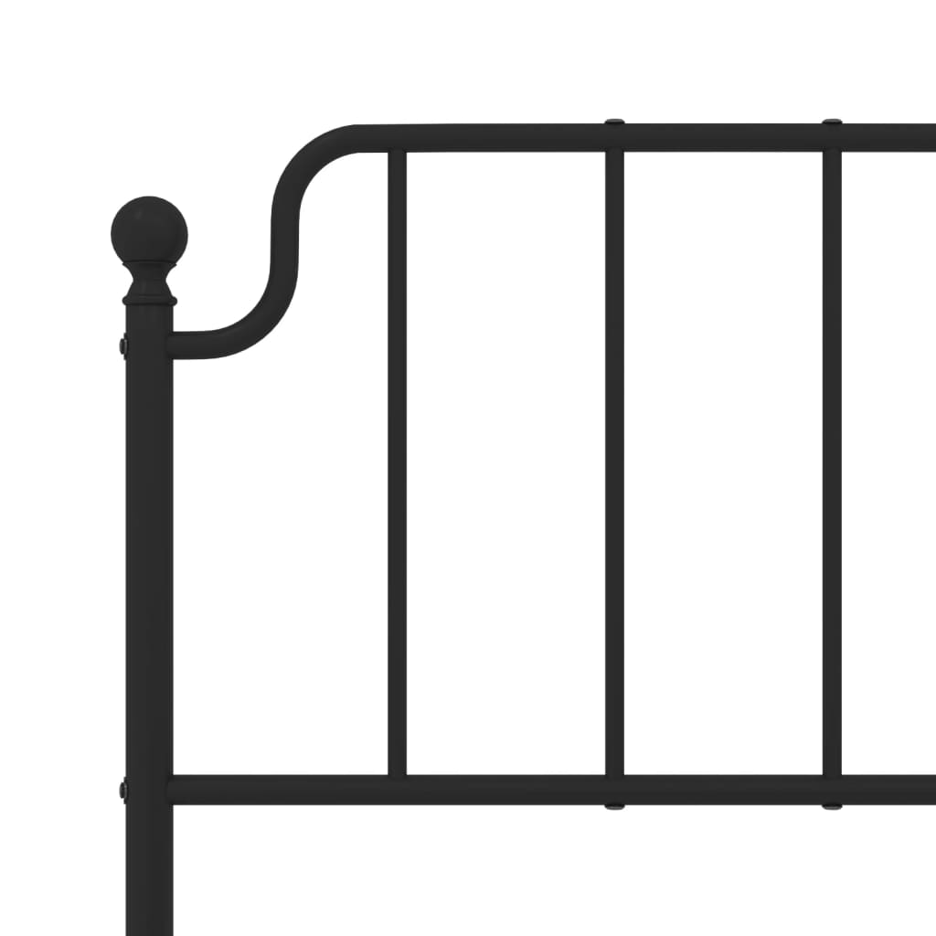 Metal Bed Frame without Mattress with Headboard Black 120x190cm