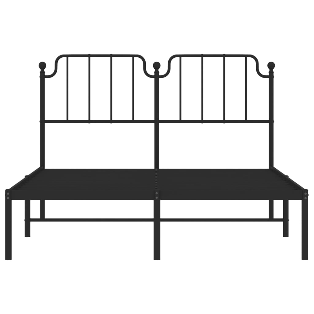 vidaXL Metal Bed Frame without Mattress with Headboard Black 135x190cm