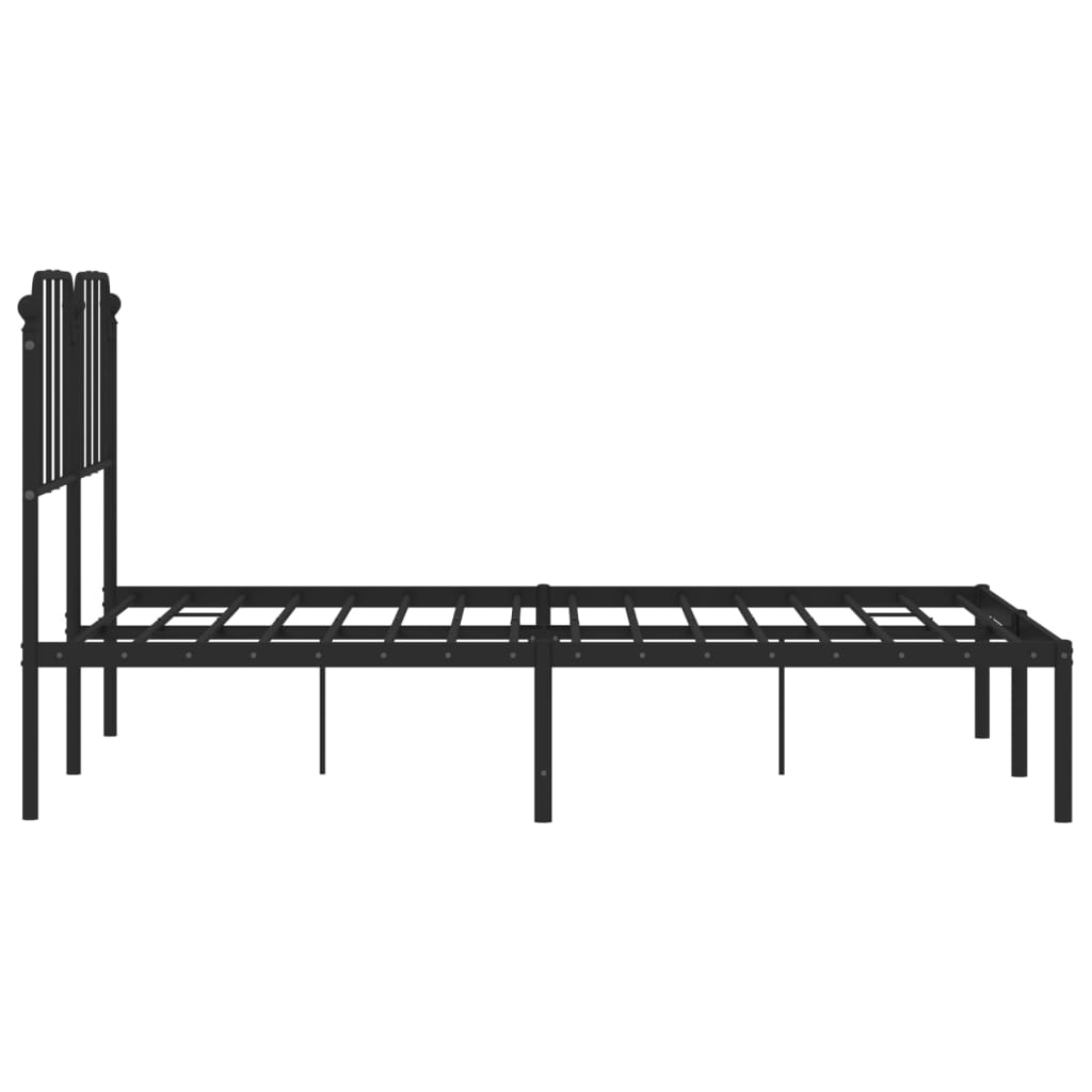 vidaXL Metal Bed Frame without Mattress with Headboard Black 135x190cm