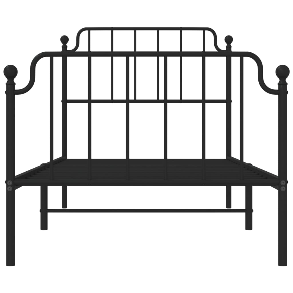 vidaXL Metal Bed Frame without Mattress with Footboard Black 90x190cm