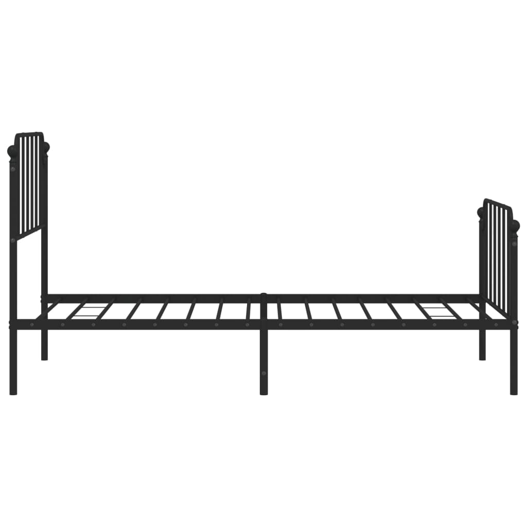 vidaXL Metal Bed Frame without Mattress with Footboard Black 90x190cm