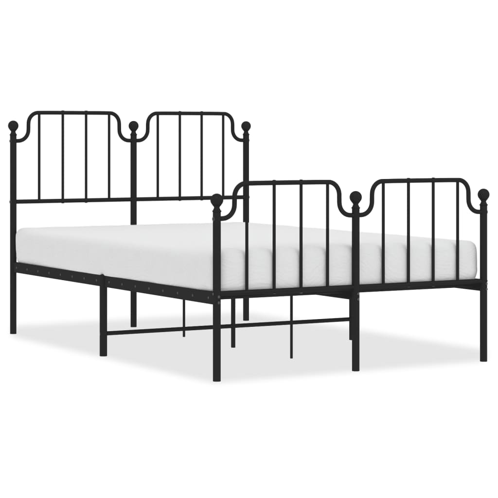 vidaXL Metal Bed Frame without Mattress with Footboard Black 120x200cm