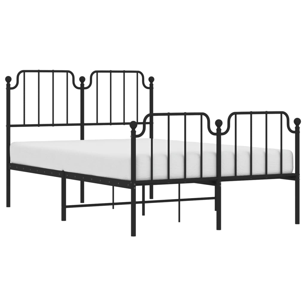 vidaXL Metal Bed Frame without Mattress with Footboard Black 120x200cm