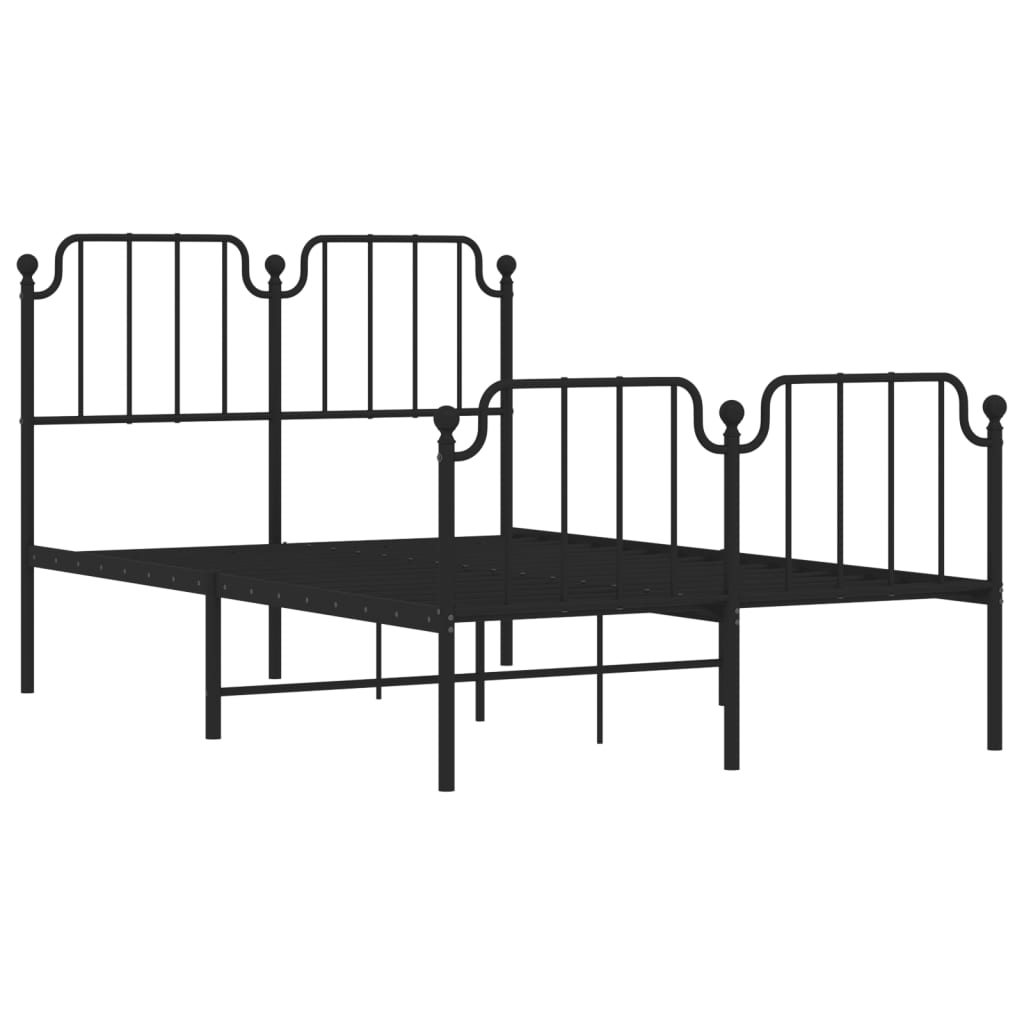 vidaXL Metal Bed Frame without Mattress with Footboard Black 120x200cm