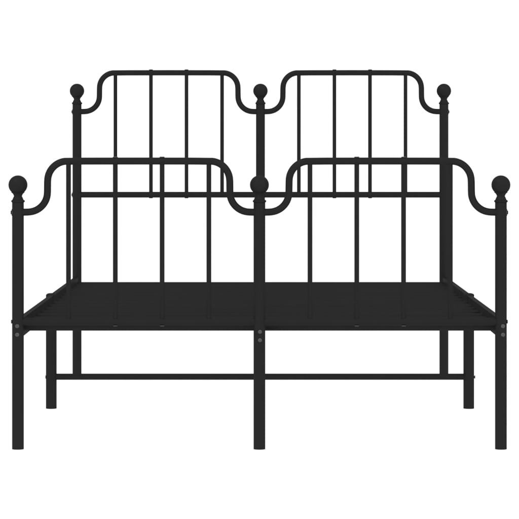 vidaXL Metal Bed Frame without Mattress with Footboard Black 120x200cm