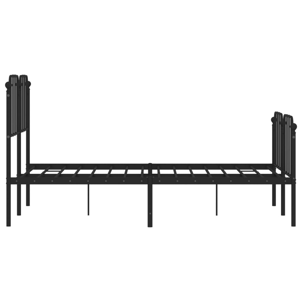 vidaXL Metal Bed Frame without Mattress with Footboard Black 120x200cm