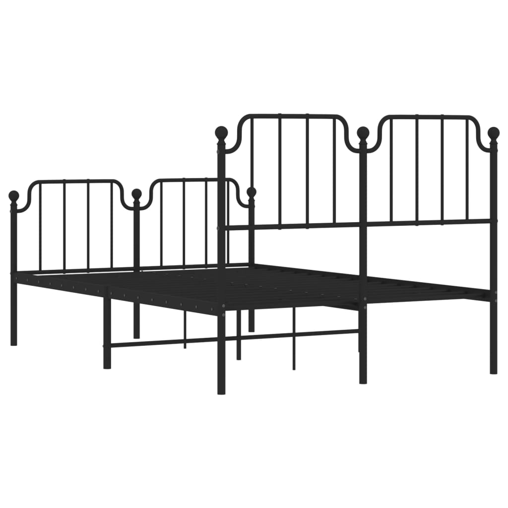 vidaXL Metal Bed Frame without Mattress with Footboard Black 120x200cm