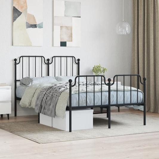 vidaXL Metal Bed Frame without Mattress with Footboard Black 120x200cm