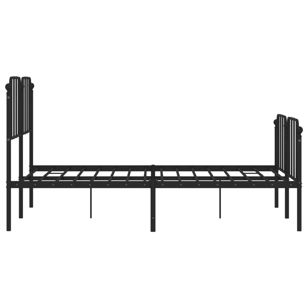 Metal Bed Frame without Mattress with Footboard Black 140x190cm