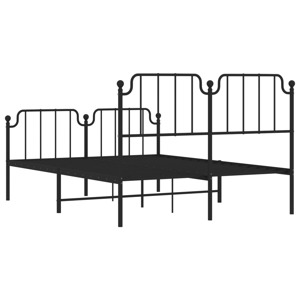 Metal Bed Frame without Mattress with Footboard Black 140x190cm