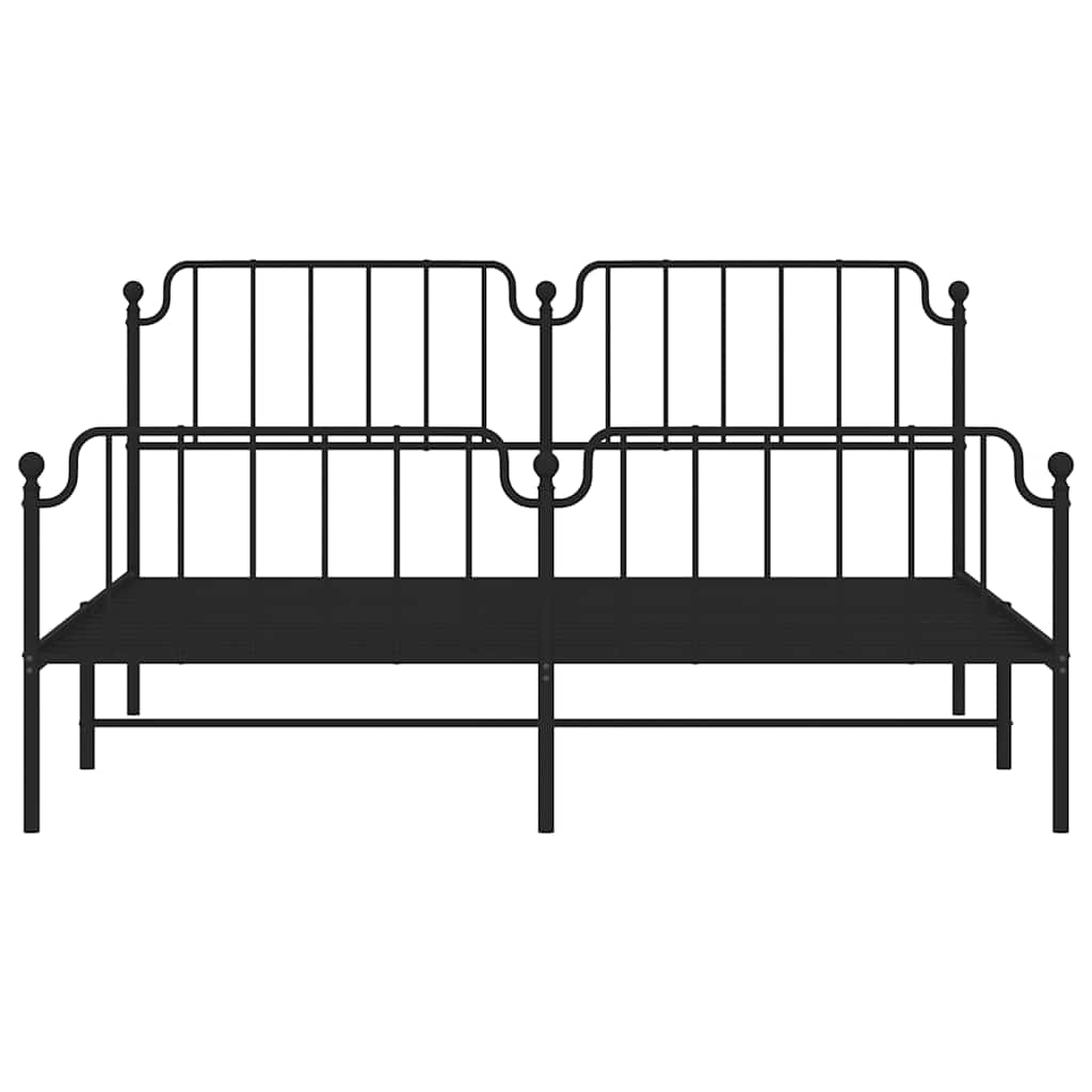 Metal Bed Frame without Mattress with Footboard Black 183x213cm