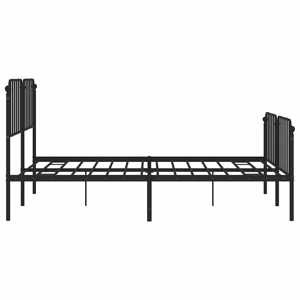 Metal Bed Frame without Mattress with Footboard Black 193x203cm