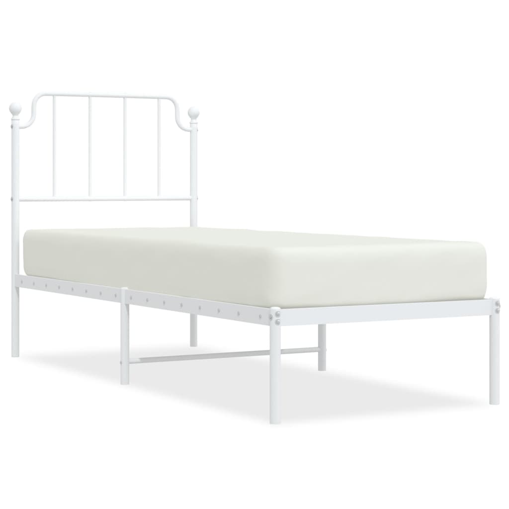 vidaXL Metal Bed Frame without Mattress with Headboard White 75x190cm