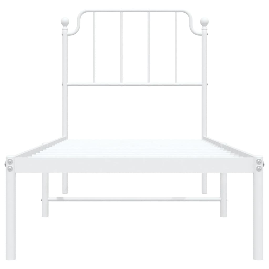 vidaXL Metal Bed Frame without Mattress with Headboard White 75x190cm