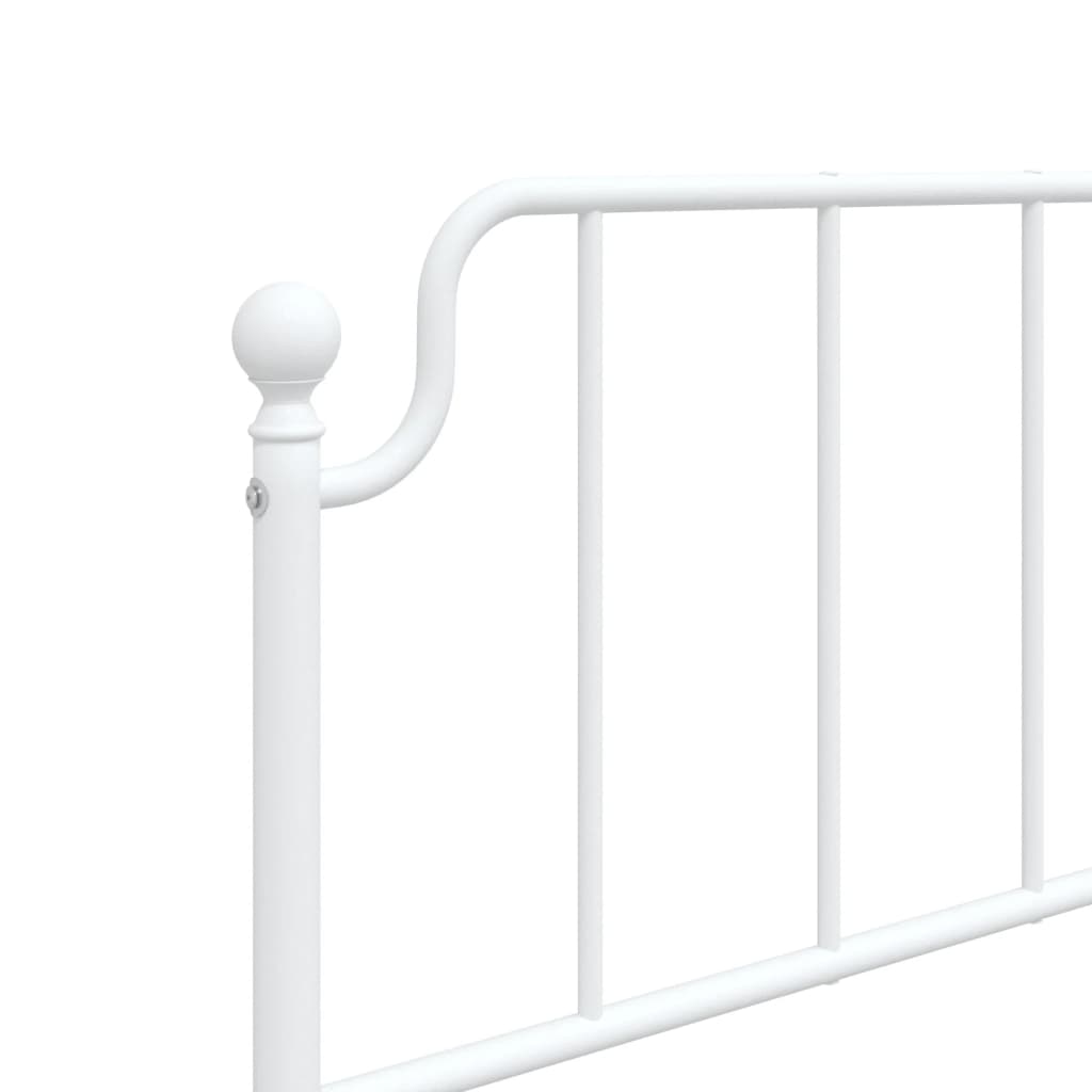 vidaXL Metal Bed Frame without Mattress with Headboard White 75x190cm